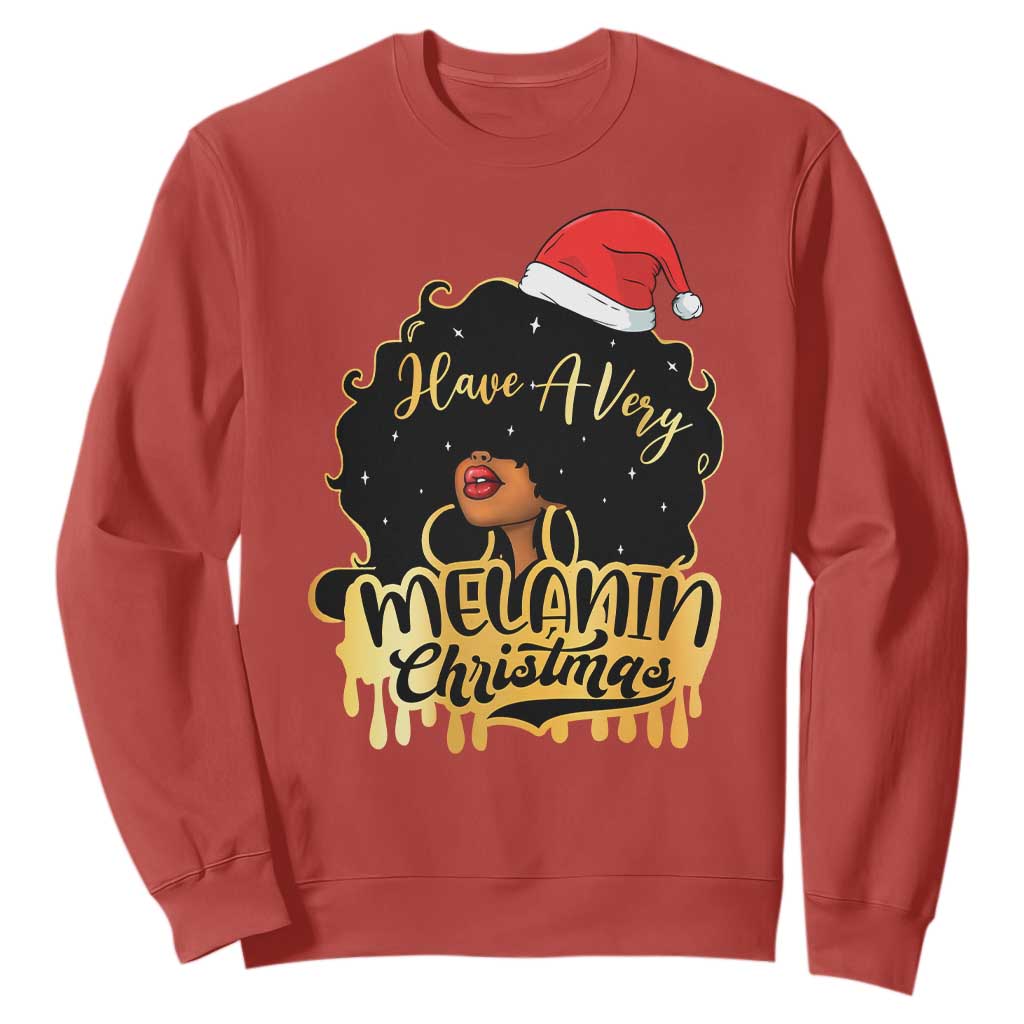 Have A Melanin Christmas African American Santa Girl Sweatshirt TS11