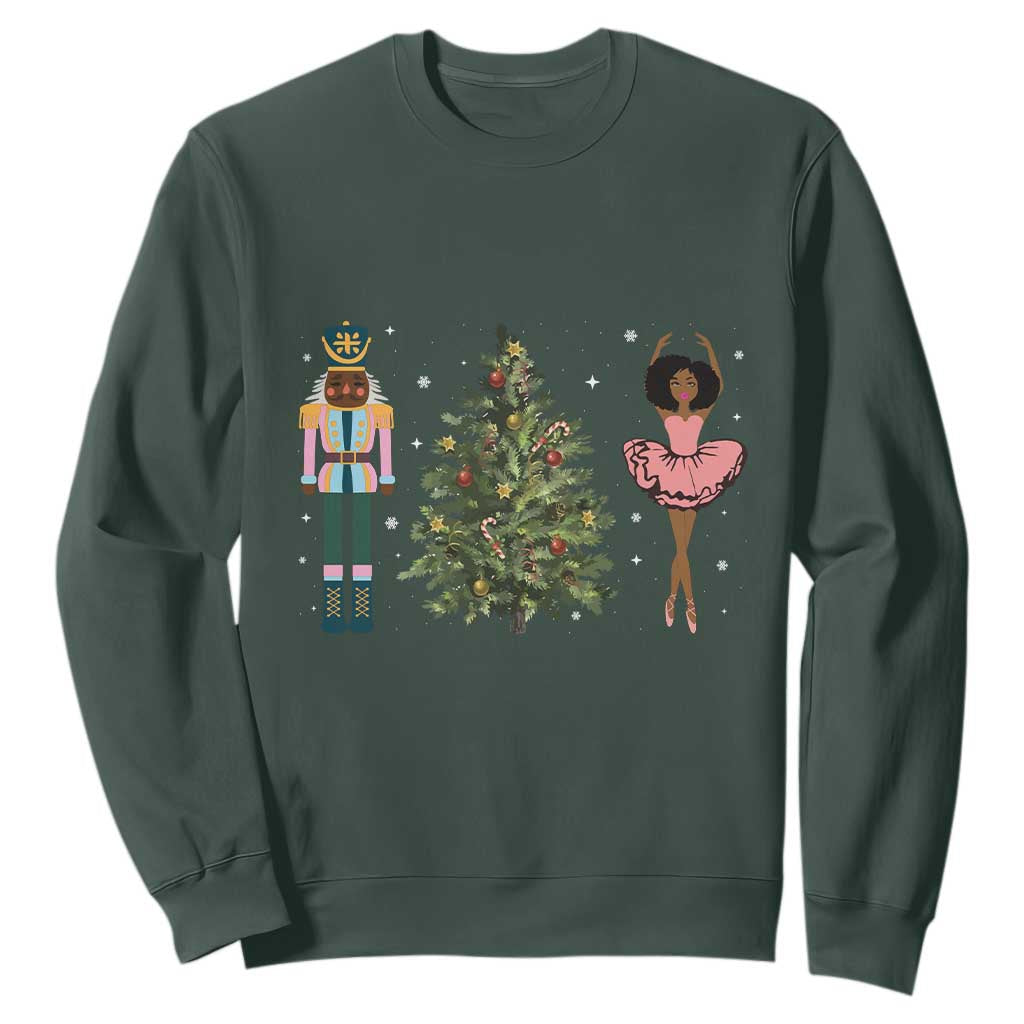Funny Black Ballerina Afro Nutcracker African American Christmas Sweatshirt TS11