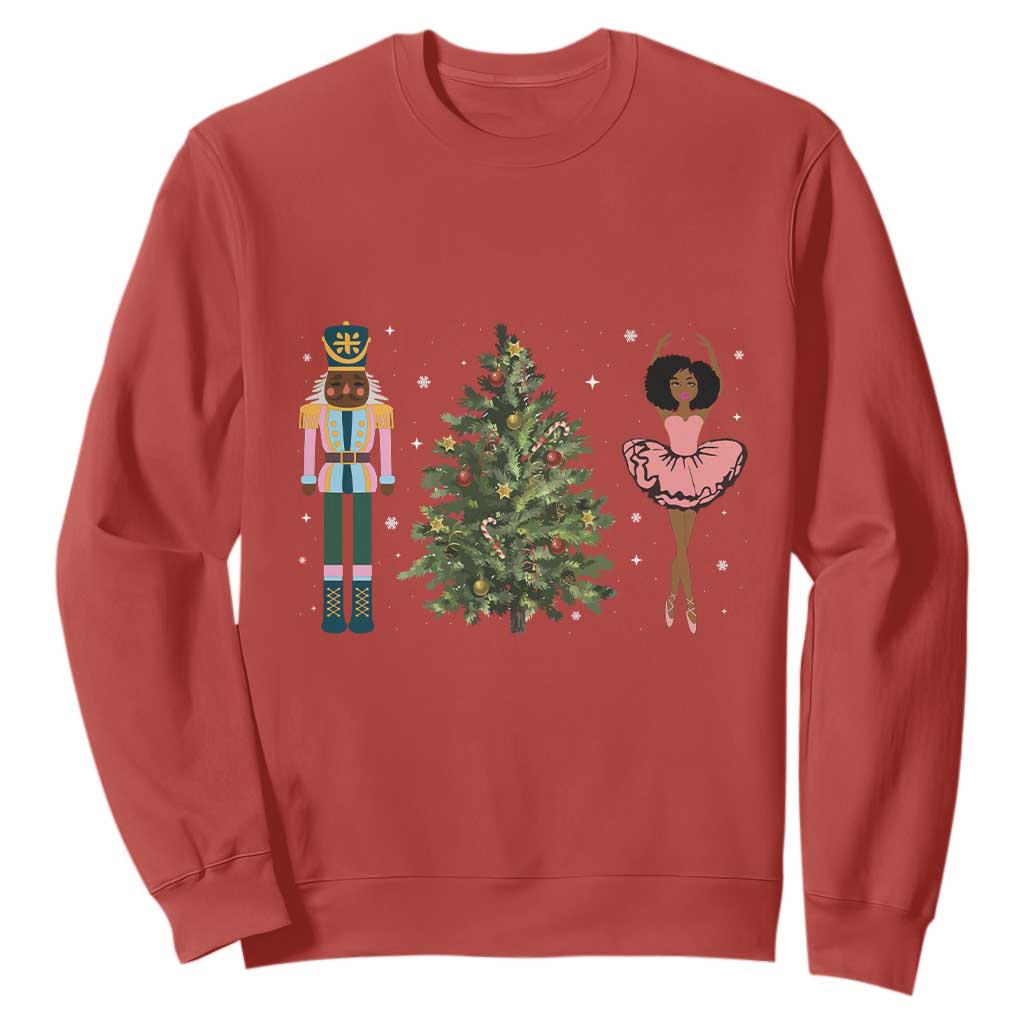 Funny Black Ballerina Afro Nutcracker African American Christmas Sweatshirt TS11