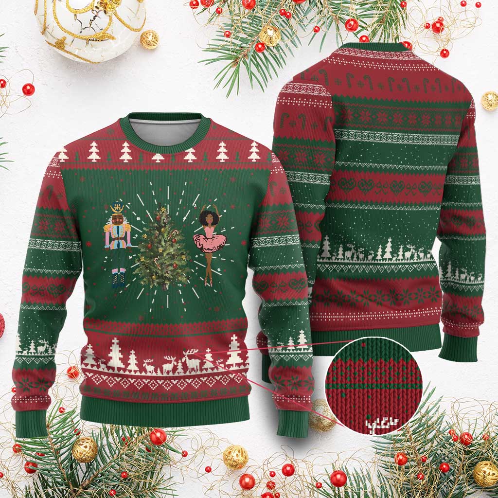 Funny Black Ballerina Afro Nutcracker Xmas African American Ugly Christmas Sweater TS11