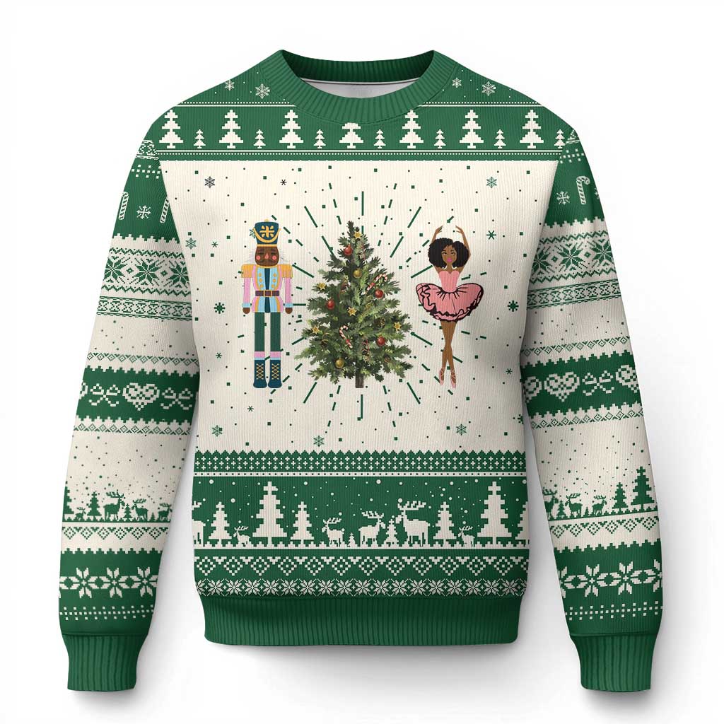 Funny Black Ballerina Afro Nutcracker Xmas African American Ugly Christmas Sweater TS11