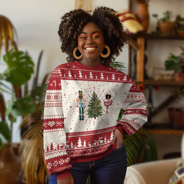 Funny Black Ballerina Afro Nutcracker Xmas African American Ugly Christmas Sweater TS11