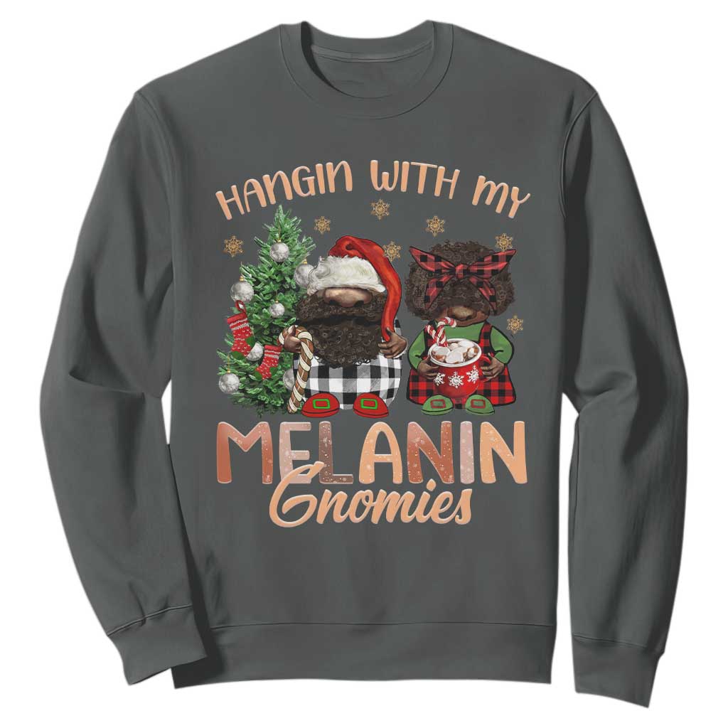 Funny Christmas African American Sweatshirt Hangin With My Melanin Gnomies Afro Gnomes TS11