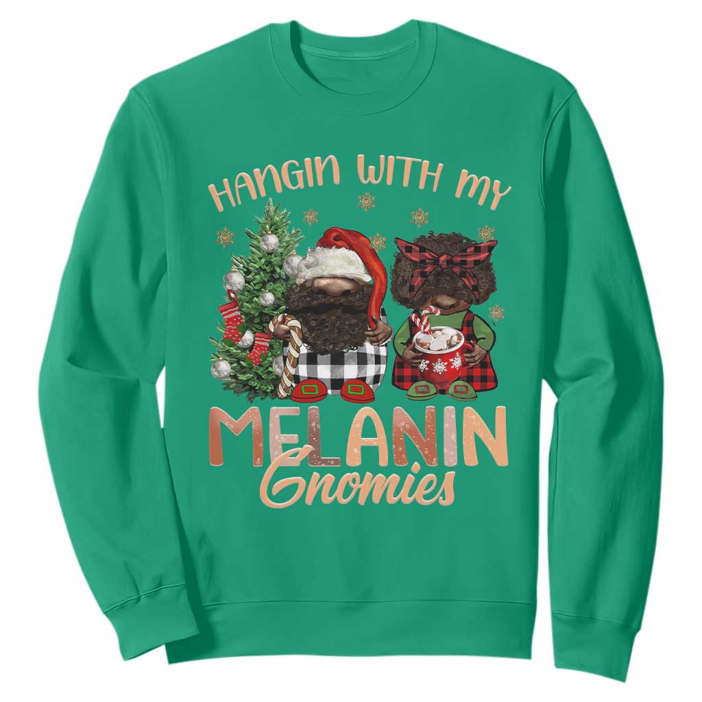 Funny Christmas African American Sweatshirt Hangin With My Melanin Gnomies Afro Gnomes TS11