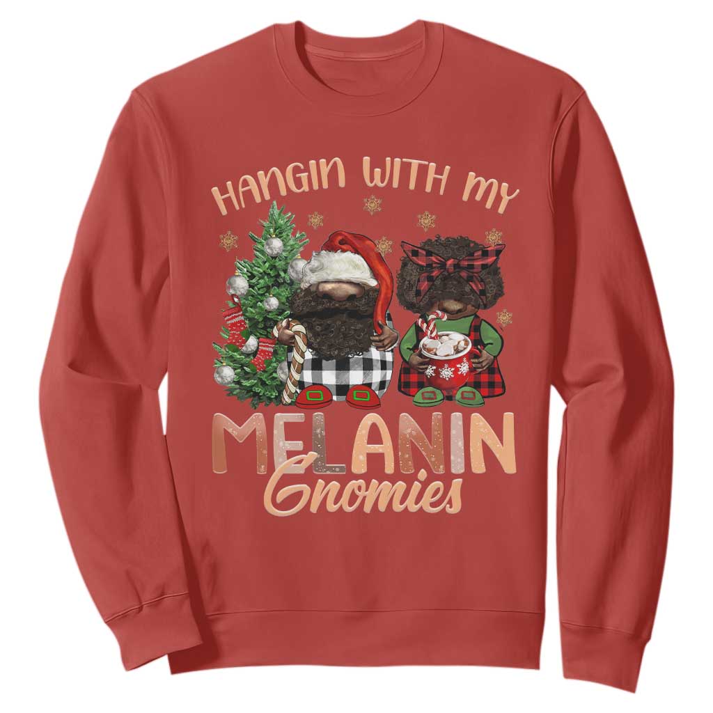 Funny Christmas African American Sweatshirt Hangin With My Melanin Gnomies Afro Gnomes TS11