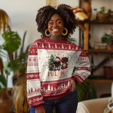 Funny Xmas African American Ugly Christmas Sweater Hangin With My Melanin Gnomies Afro Gnomes TS11
