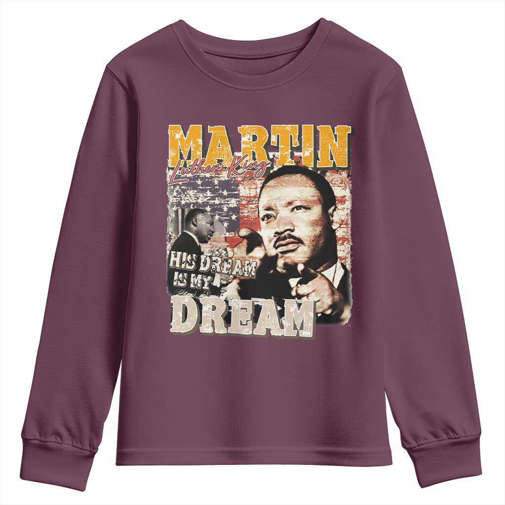 MLK Day His Dream Is My Dream Youth Sweatshirt Martin Luther King Vintage American Flag Black History Month TS11