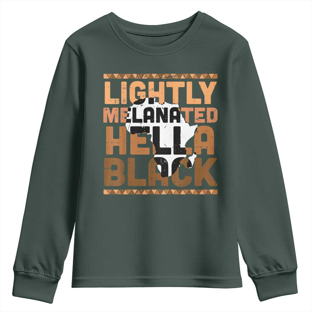 Lightly Melanated Hella Black Youth Sweatshirt Melanin African Pride Map Black History TS11