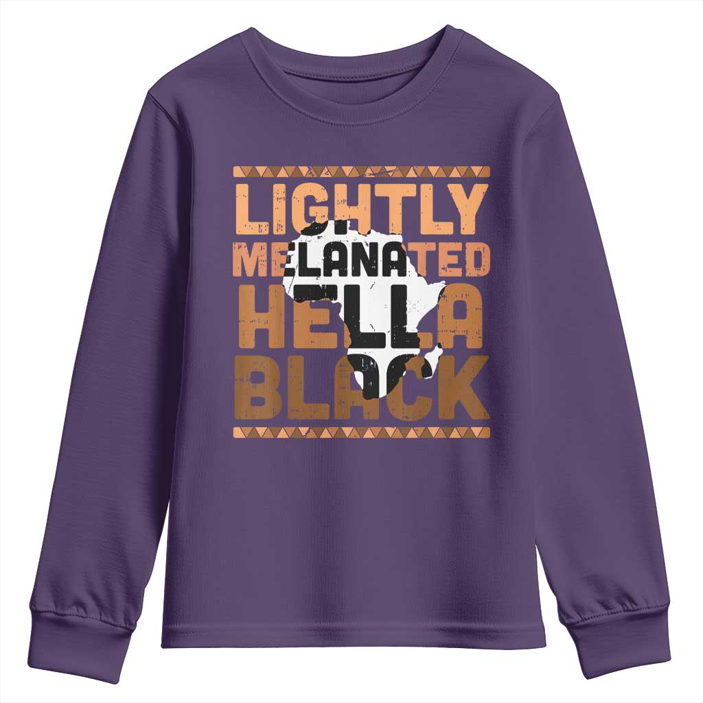 Lightly Melanated Hella Black Youth Sweatshirt Melanin African Pride Map Black History TS11