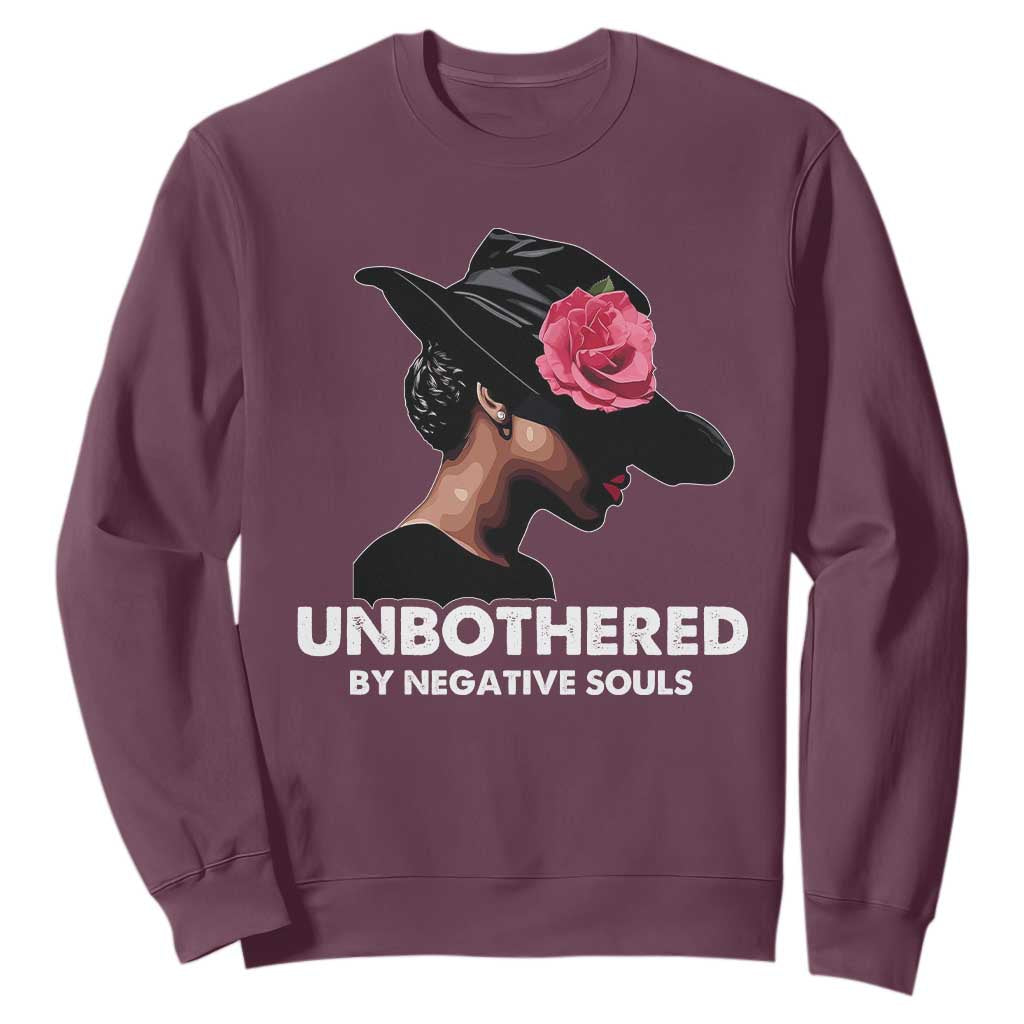 Funny African American Sweatshirt Unbothered By Negative Souls Afro Girl TS11