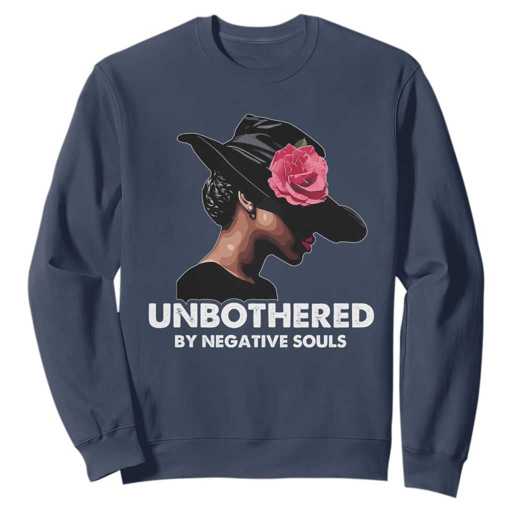 Funny African American Sweatshirt Unbothered By Negative Souls Afro Girl TS11