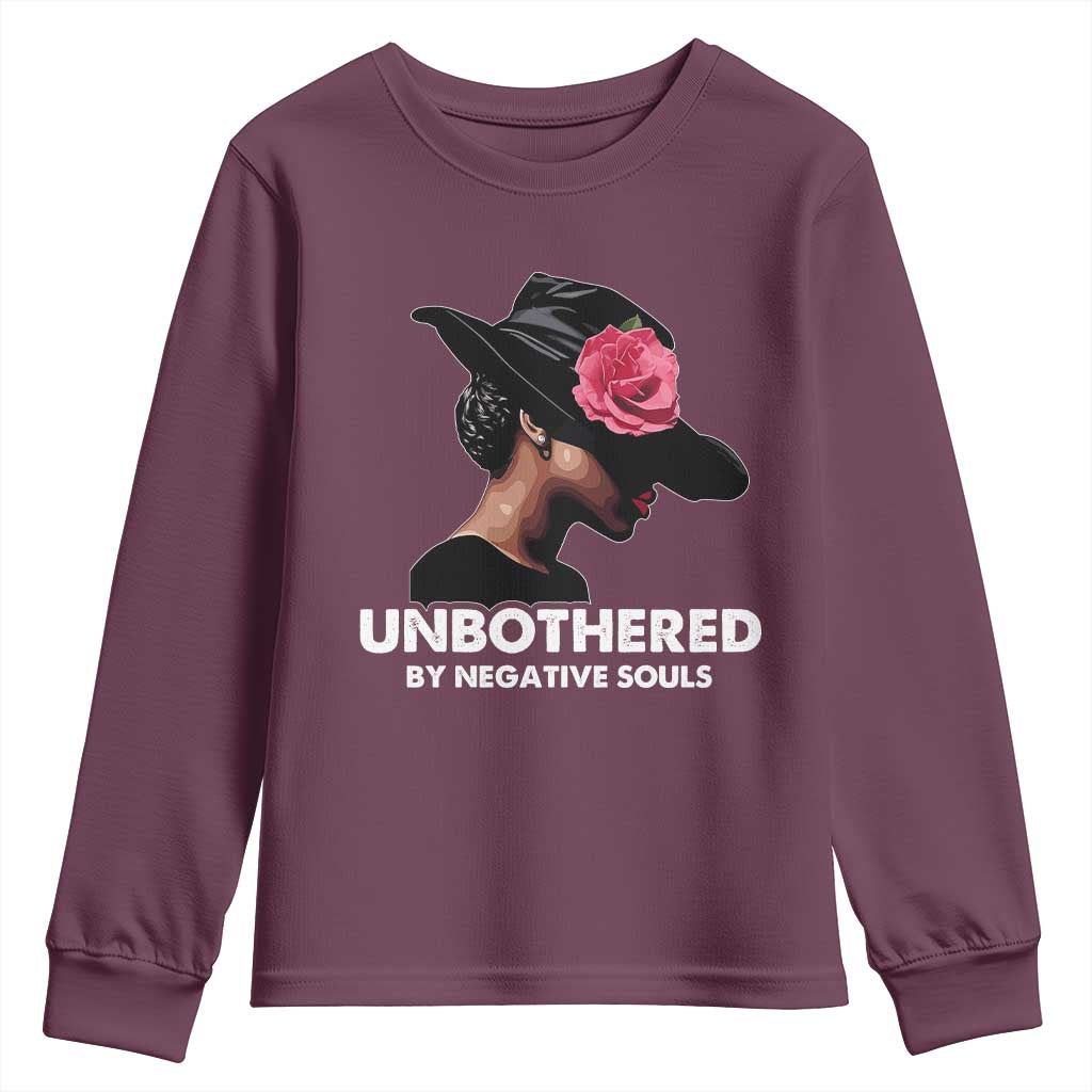 Funny African American Youth Sweatshirt Unbothered By Negative Souls Afro Girl TS11