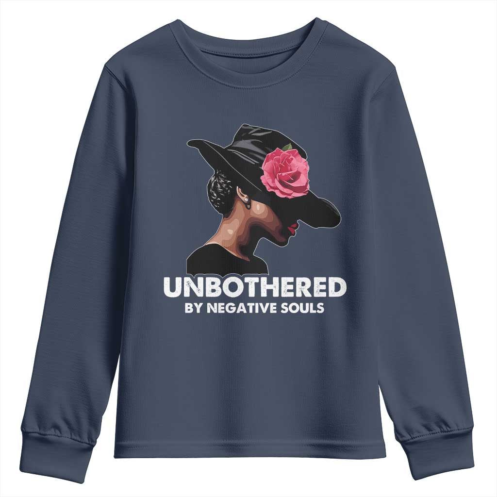 Funny African American Youth Sweatshirt Unbothered By Negative Souls Afro Girl TS11