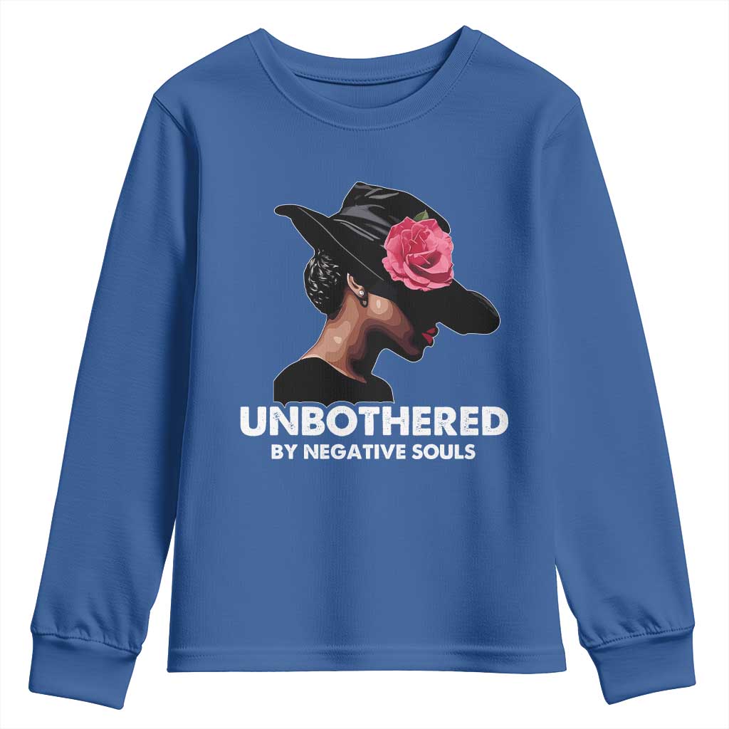 Funny African American Youth Sweatshirt Unbothered By Negative Souls Afro Girl TS11