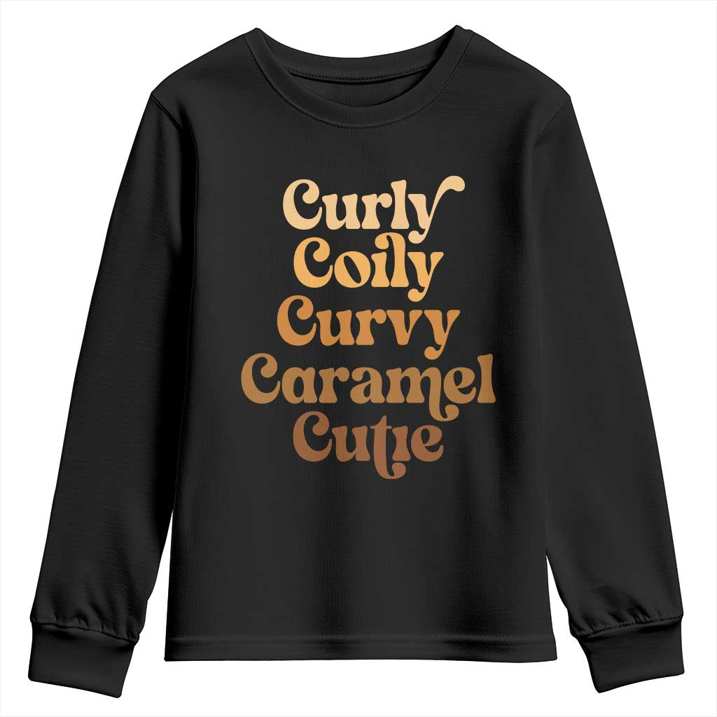 Afro Melanin Black Hair Youth Sweatshirt Curly Coily Curvy Caramel Cutie TS11