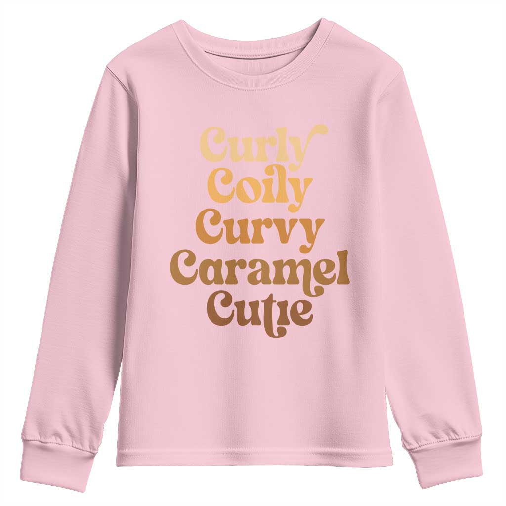 Afro Melanin Black Hair Youth Sweatshirt Curly Coily Curvy Caramel Cutie TS11