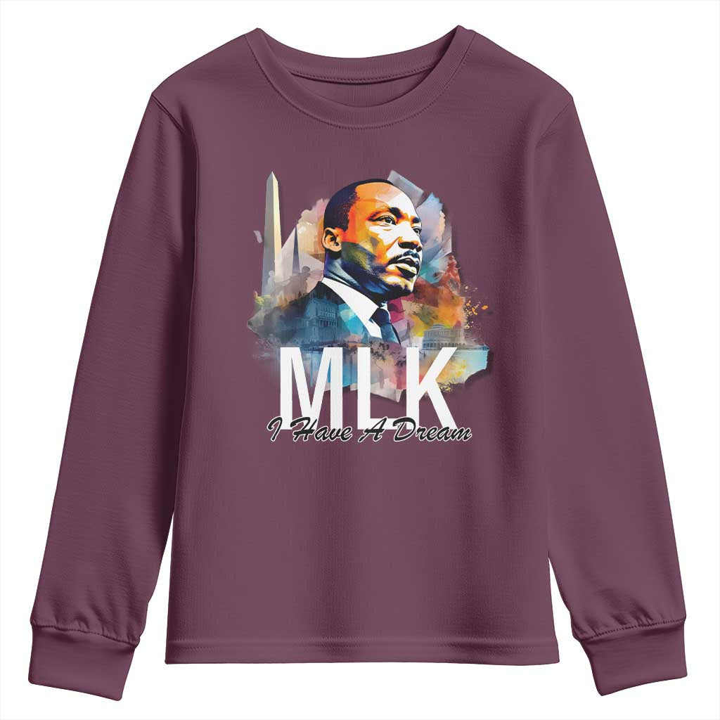 MLK Quote I Have A Dream Youth Sweatshirt Martin Luther King Portrait Black History Month TS11