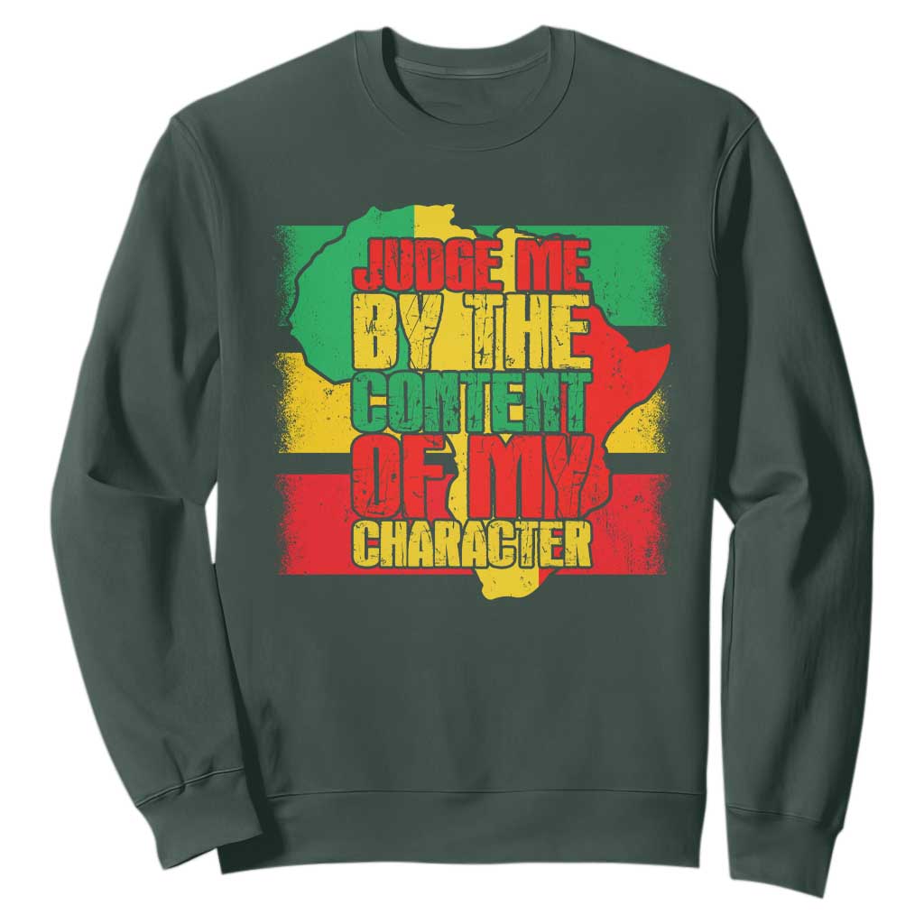 MLK Day Judge Me By The Content Of My Character Sweatshirt Martin Luther King Africa Map Black History Month TS11