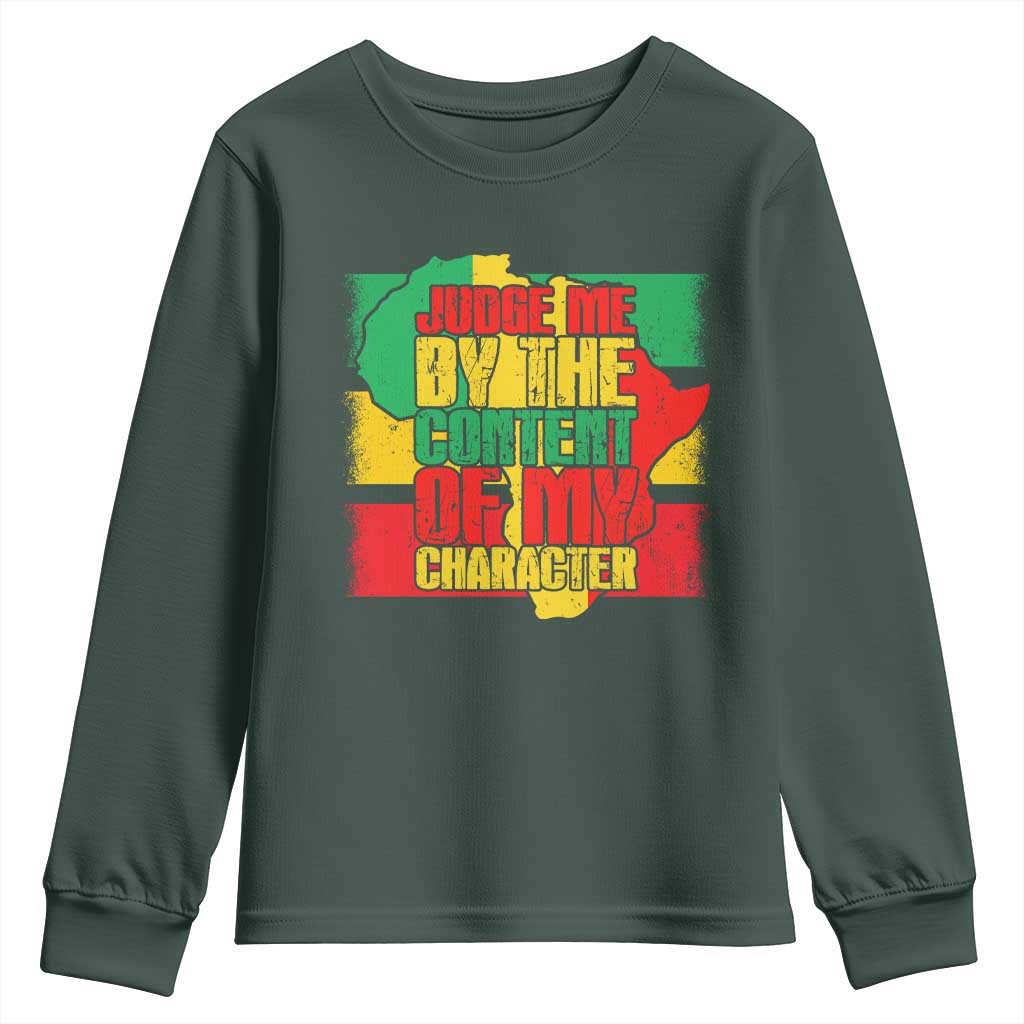 MLK Day Judge Me By The Content Of My Character Youth Sweatshirt Martin Luther King Africa Map Black History Month TS11