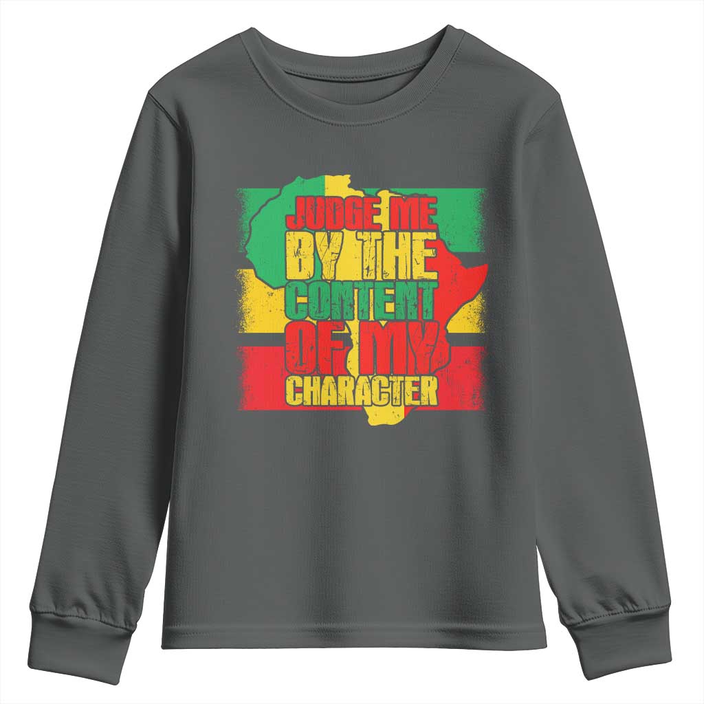 MLK Day Judge Me By The Content Of My Character Youth Sweatshirt Martin Luther King Africa Map Black History Month TS11