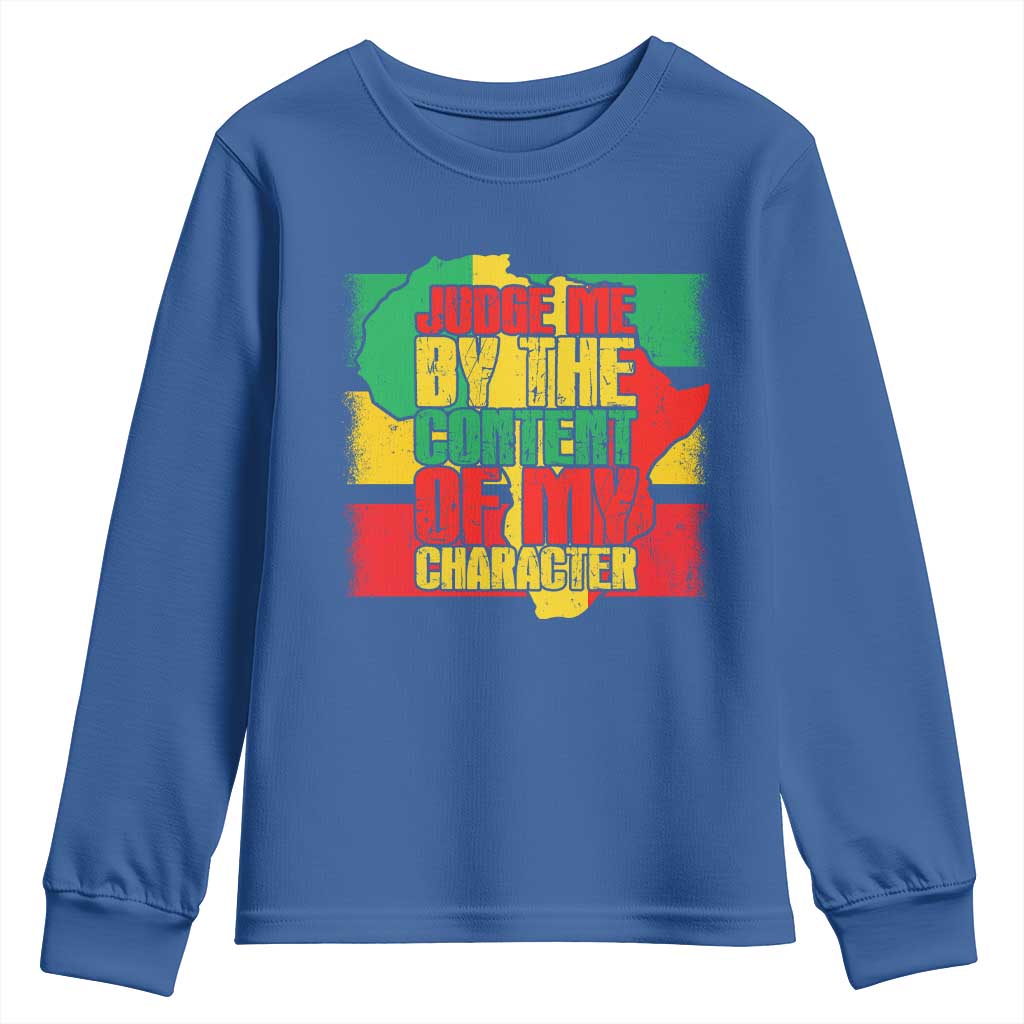 MLK Day Judge Me By The Content Of My Character Youth Sweatshirt Martin Luther King Africa Map Black History Month TS11