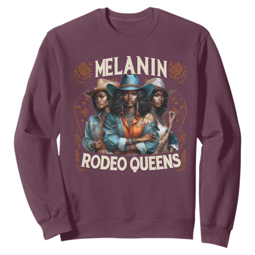 Melanin Rodeo Queen Sweatshirt African American Melanin Black Cowgirl Swag TS11