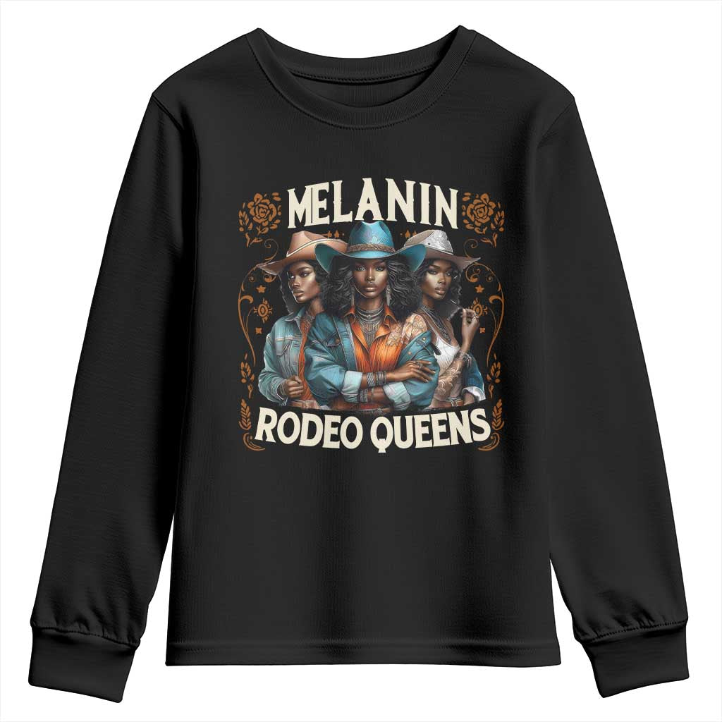Melanin Rodeo Queen Youth Sweatshirt African American Melanin Black Cowgirl Swag TS11