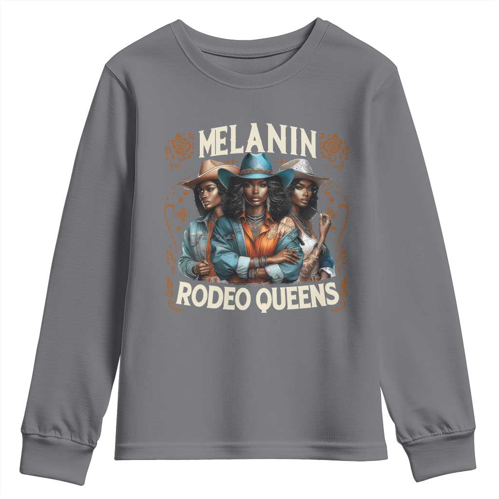 Melanin Rodeo Queen Youth Sweatshirt African American Melanin Black Cowgirl Swag TS11