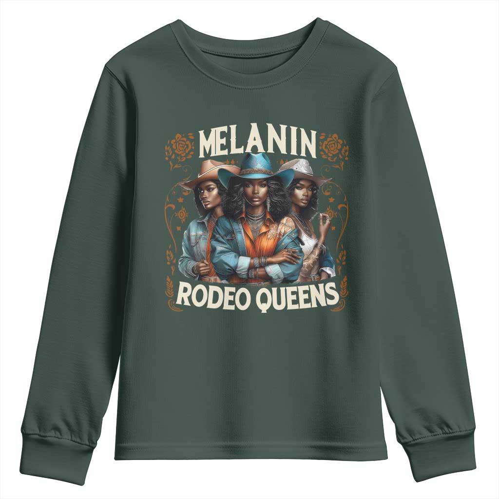 Melanin Rodeo Queen Youth Sweatshirt African American Melanin Black Cowgirl Swag TS11