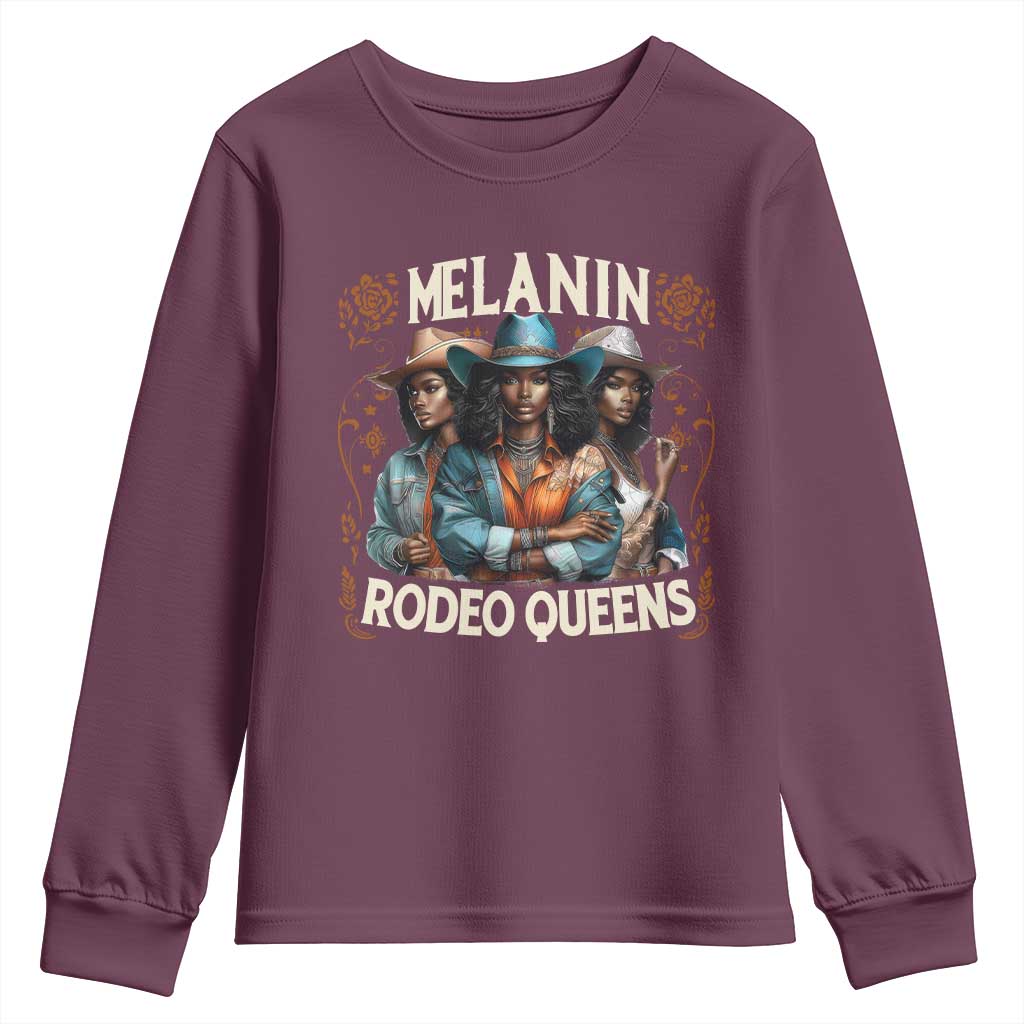 Melanin Rodeo Queen Youth Sweatshirt African American Melanin Black Cowgirl Swag TS11