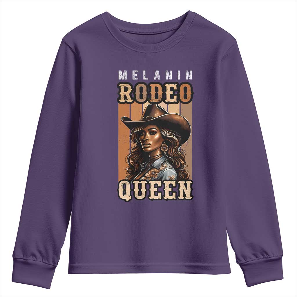 Melanin Rodeo Queen Youth Sweatshirt African American Melanin Black Western Cowgirl TS11