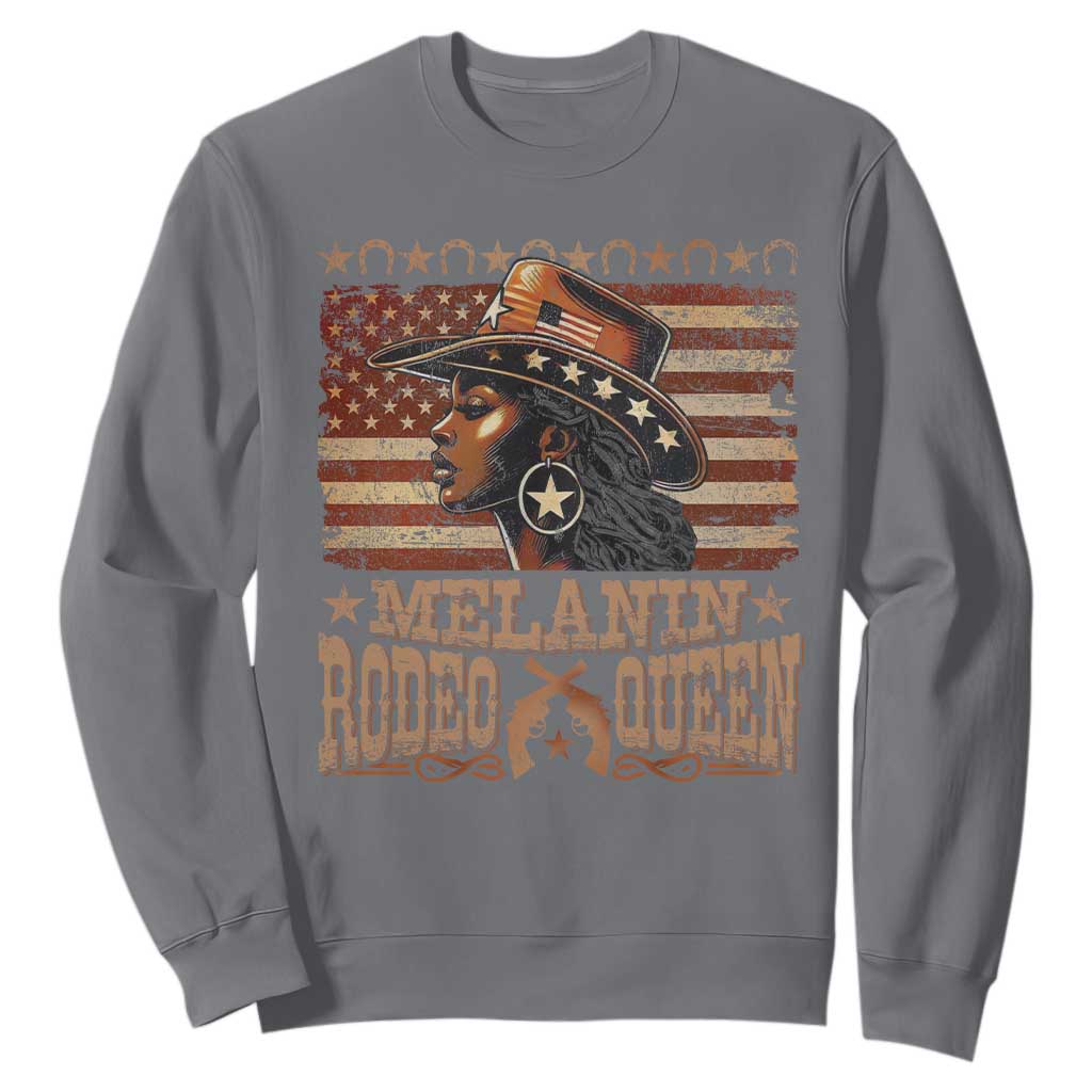 Melanin Rodeo Queen Sweatshirt Black Cowgirl Western Vintage American Flag TS11