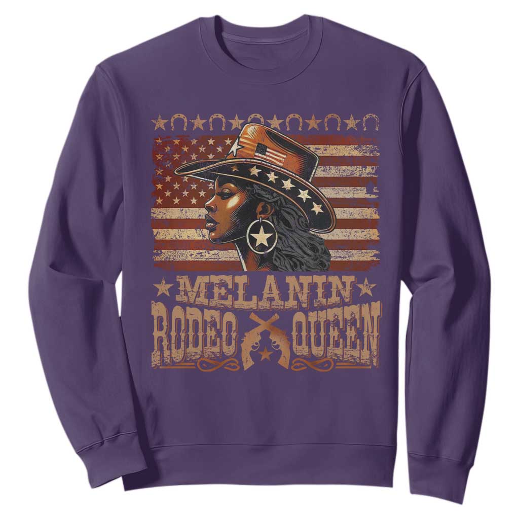 Melanin Rodeo Queen Sweatshirt Black Cowgirl Western Vintage American Flag TS11