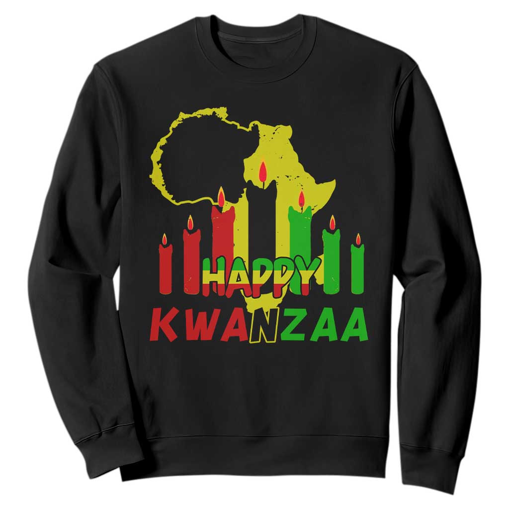 Happy Kwanzaa Sweatshirt Black Holiday African American Christmas Heritage Kinara Candle TS11