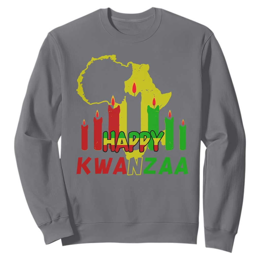 Happy Kwanzaa Sweatshirt Black Holiday African American Christmas Heritage Kinara Candle TS11
