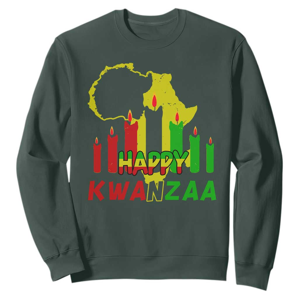 Happy Kwanzaa Sweatshirt Black Holiday African American Christmas Heritage Kinara Candle TS11