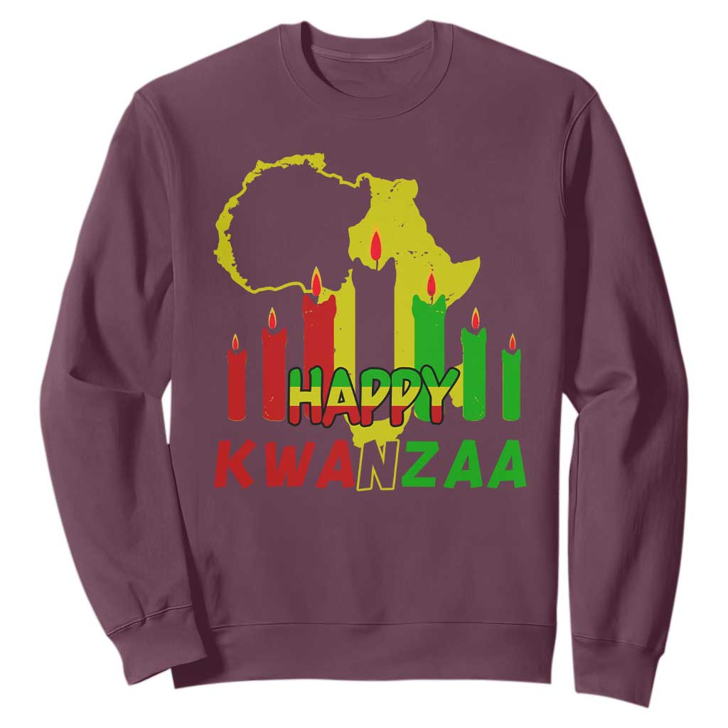Happy Kwanzaa Sweatshirt Black Holiday African American Christmas Heritage Kinara Candle TS11