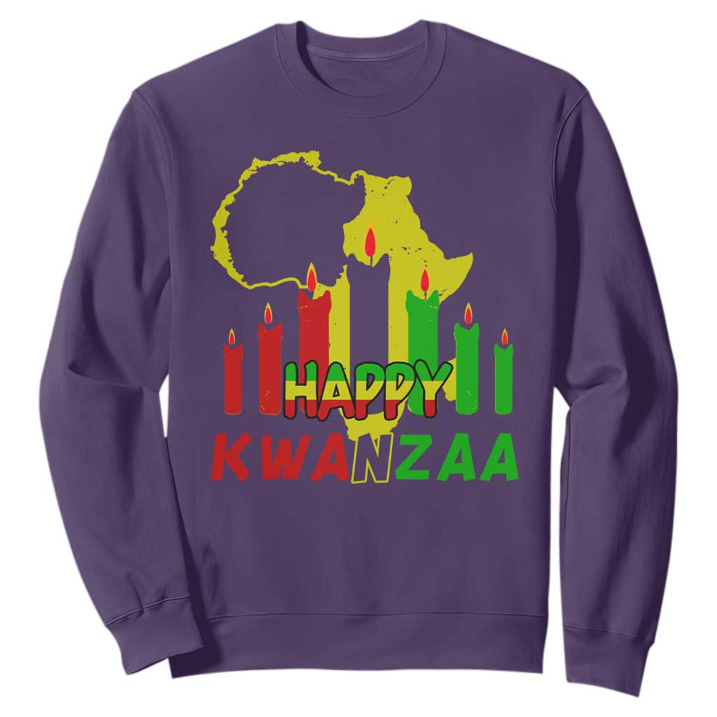 Happy Kwanzaa Sweatshirt Black Holiday African American Christmas Heritage Kinara Candle TS11