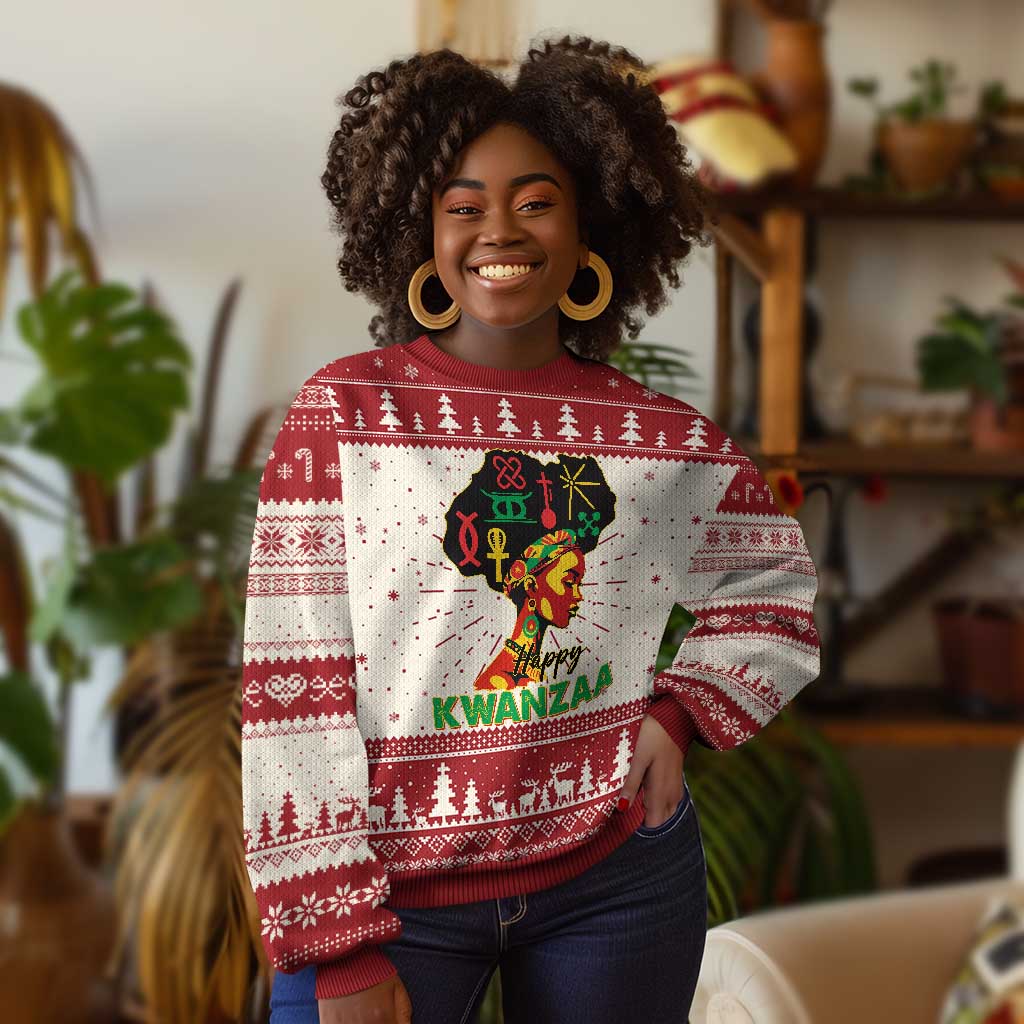 Happy Kwanzaa Ugly Christmas Sweater Nguzo Saba Symbols The 7 Principles Of Kwanzaa African Holiday TS11