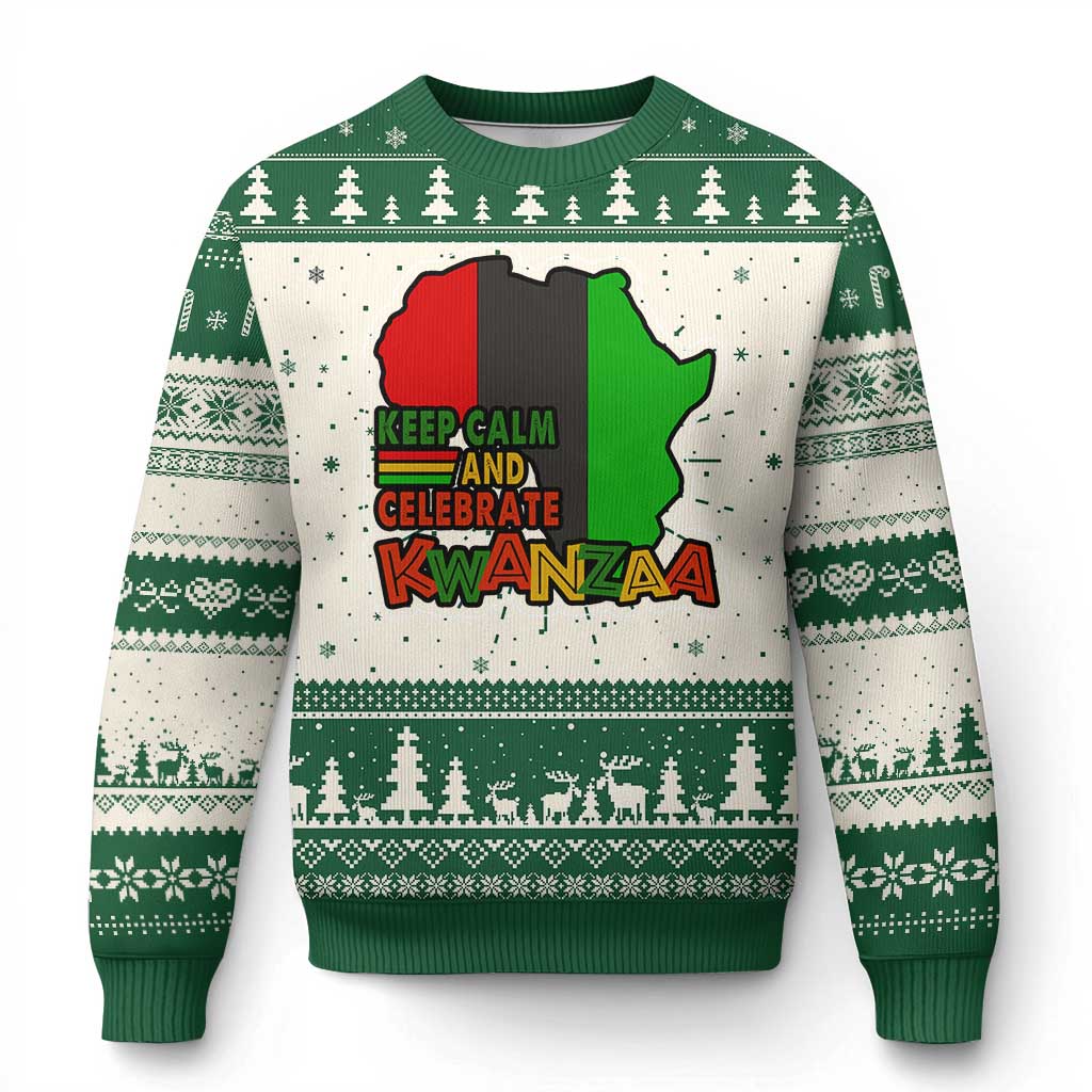 Keep Calm And Celebrate Kwanzaa Ugly Christmas Sweater African American Xmas Black Holiday TS11