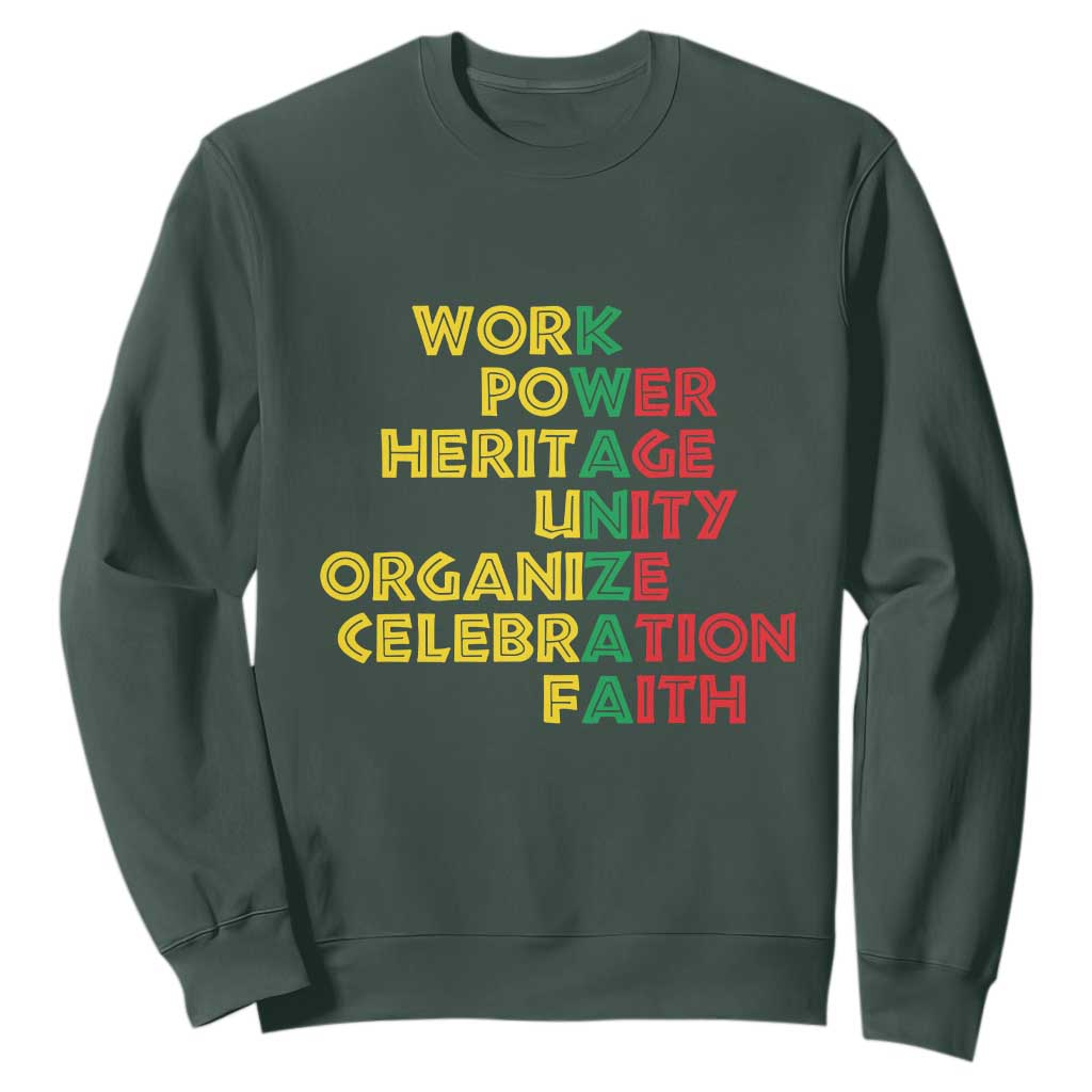Kwanzaa Sweatshirt Work Power Heritage Unity Organize Celebration Faith Christmas African American TS11