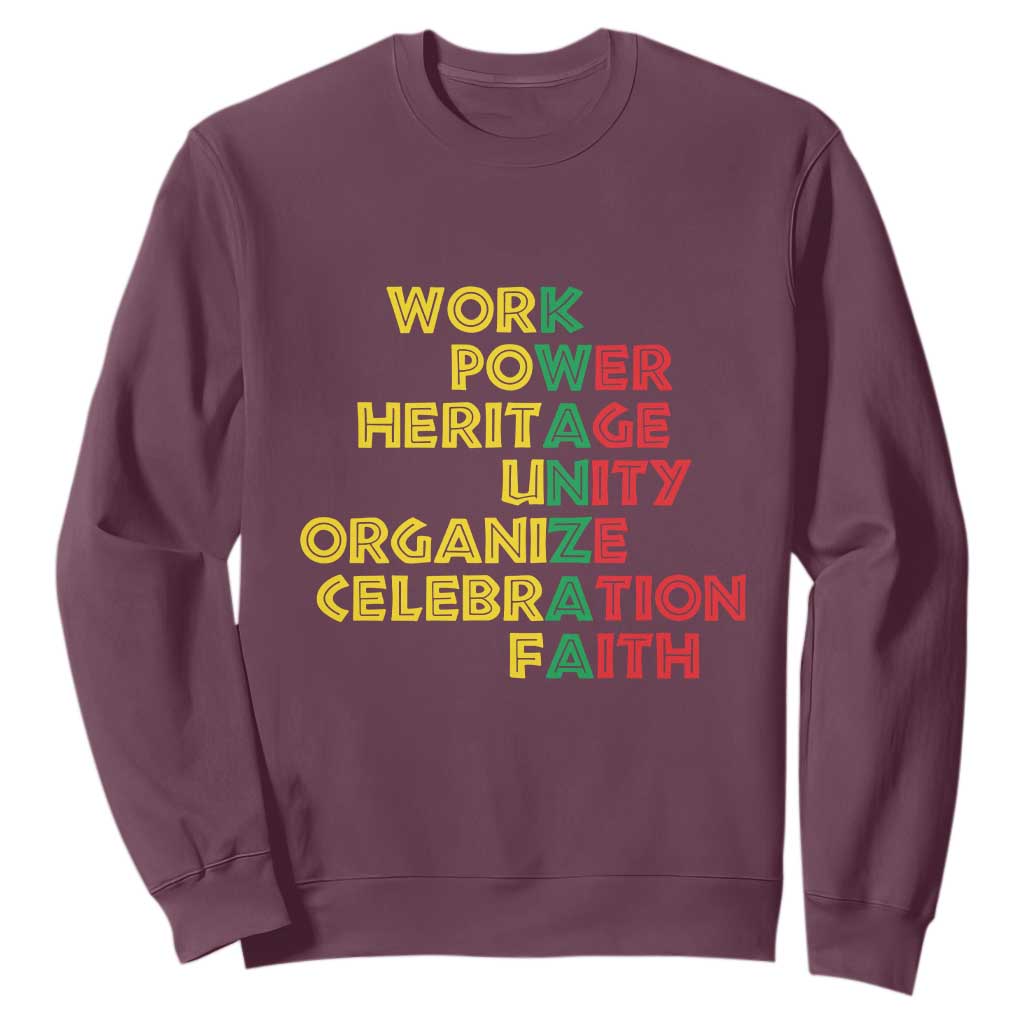 Kwanzaa Sweatshirt Work Power Heritage Unity Organize Celebration Faith Christmas African American TS11