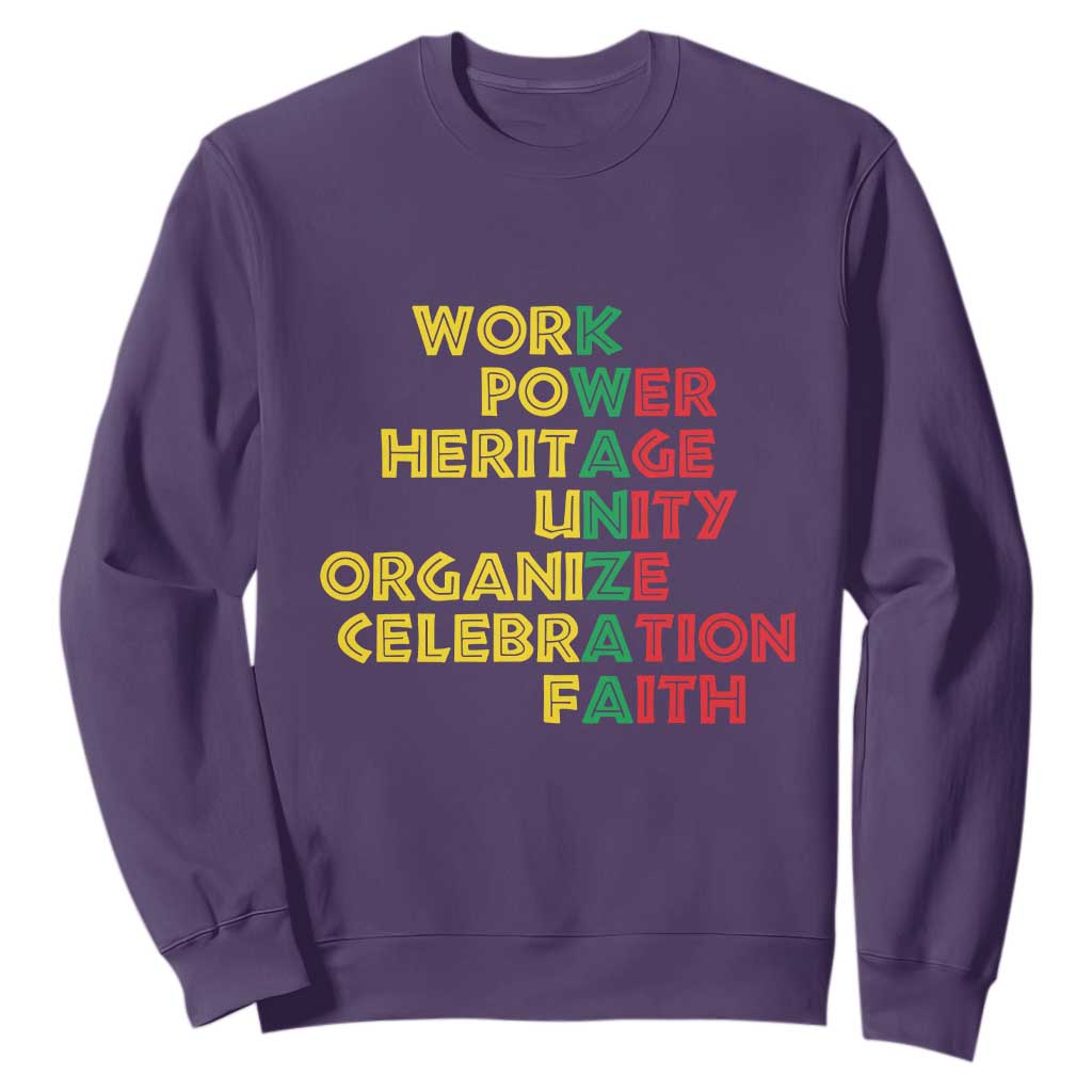 Kwanzaa Sweatshirt Work Power Heritage Unity Organize Celebration Faith Christmas African American TS11