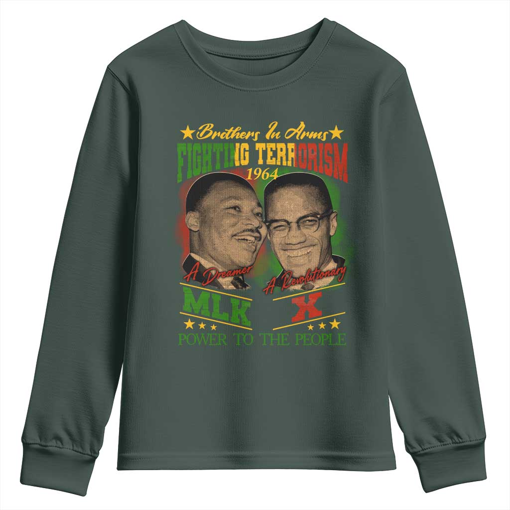 Martin Luther King And Malcolm X Youth Sweatshirt Brothers In Arms Fighting Terrorism 1964 Black History Leaders TS11