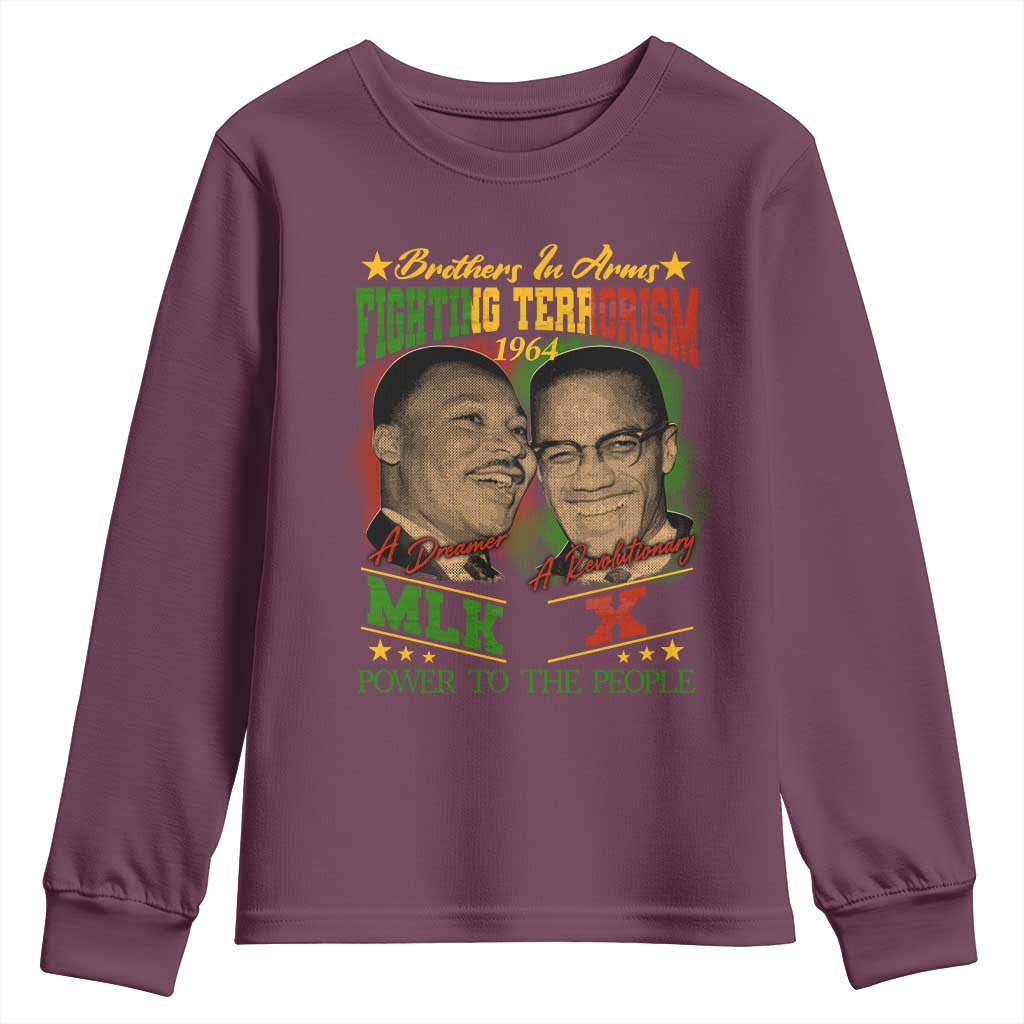 Martin Luther King And Malcolm X Youth Sweatshirt Brothers In Arms Fighting Terrorism 1964 Black History Leaders TS11