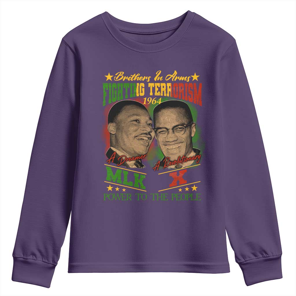 Martin Luther King And Malcolm X Youth Sweatshirt Brothers In Arms Fighting Terrorism 1964 Black History Leaders TS11