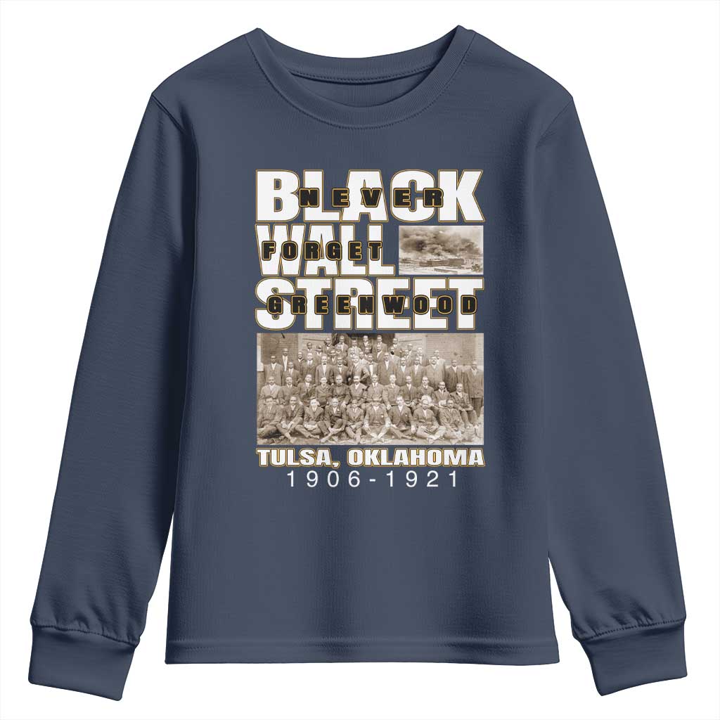 Never Forget Greenwood Black Wall Street Youth Sweatshirt Black History TS11