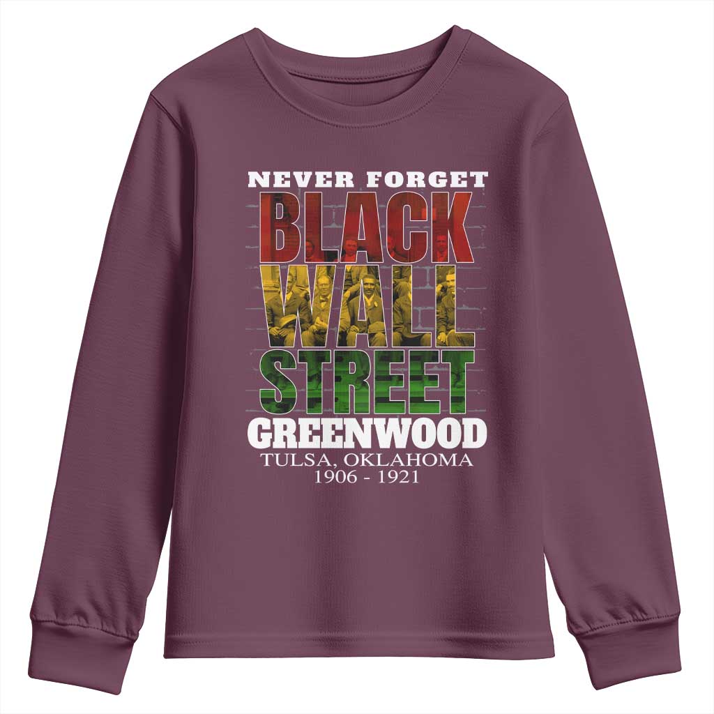 Never Forget Black Wall Street Youth Sweatshirt Tulsa Oklahoma Black History Month African American Heritage TS11