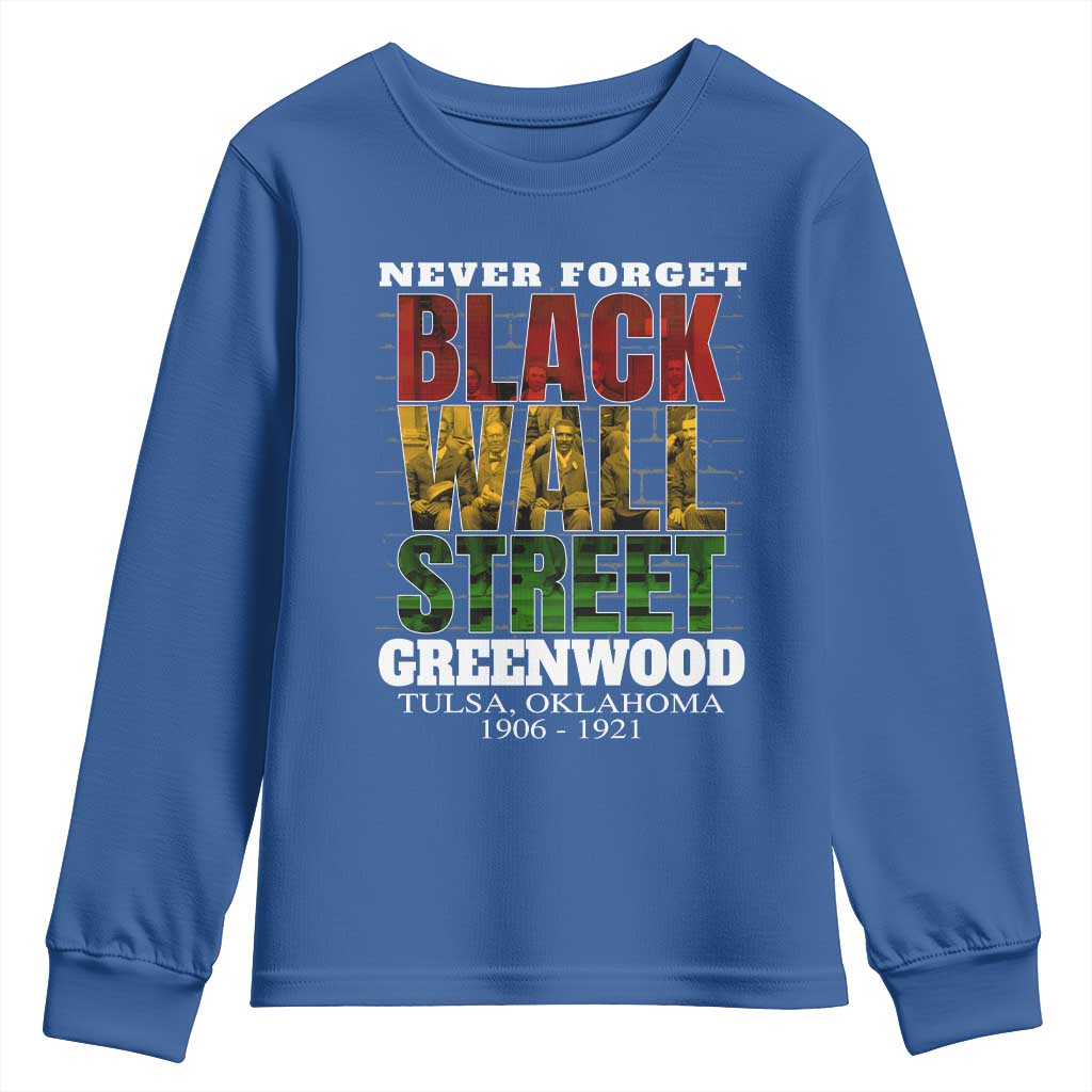 Never Forget Black Wall Street Youth Sweatshirt Tulsa Oklahoma Black History Month African American Heritage TS11