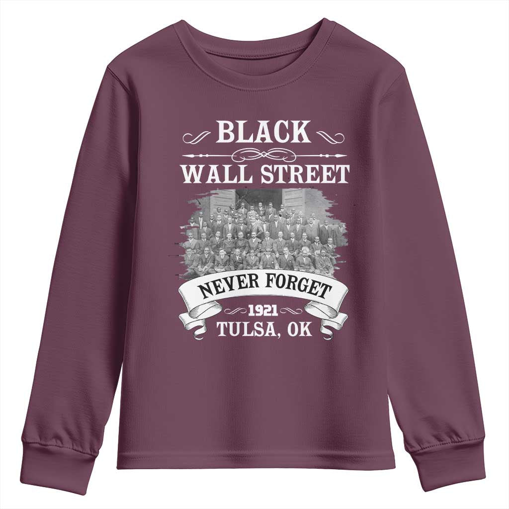 Never Forget Black Wall Street 1921 Youth Sweatshirt Tulsa Oklahoma Black History Month African American Heritage TS11